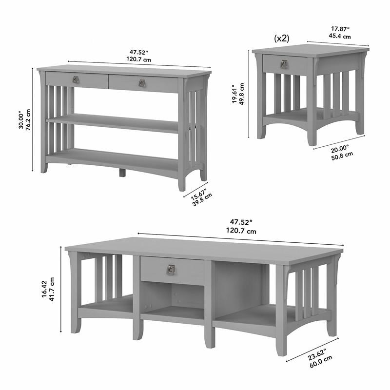 Salinas Living Room Table Set in Cape Cod Gray - Engineered Wood
