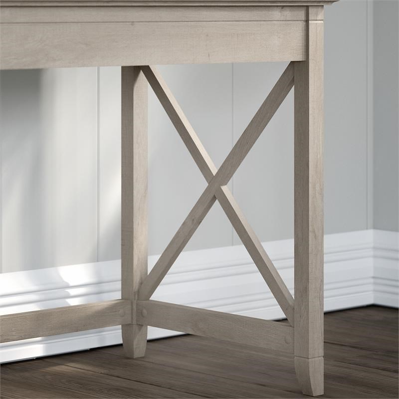 Key West 60W L Shaped Desk with Hutch in Washed Gray - Engineered Wood