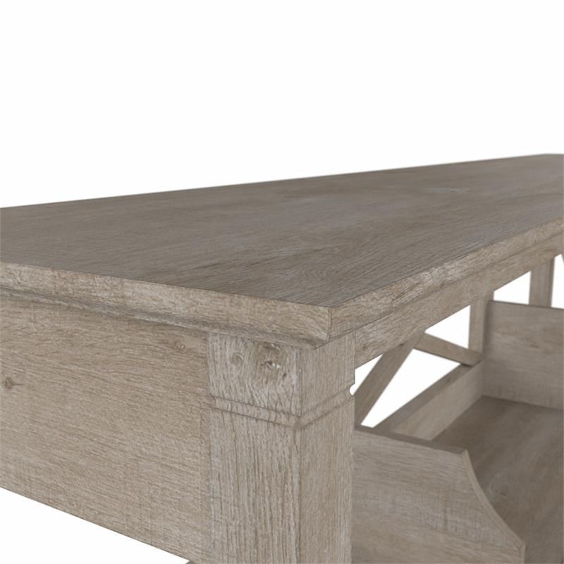 Key West 60W L Shaped Desk with Hutch in Washed Gray - Engineered Wood