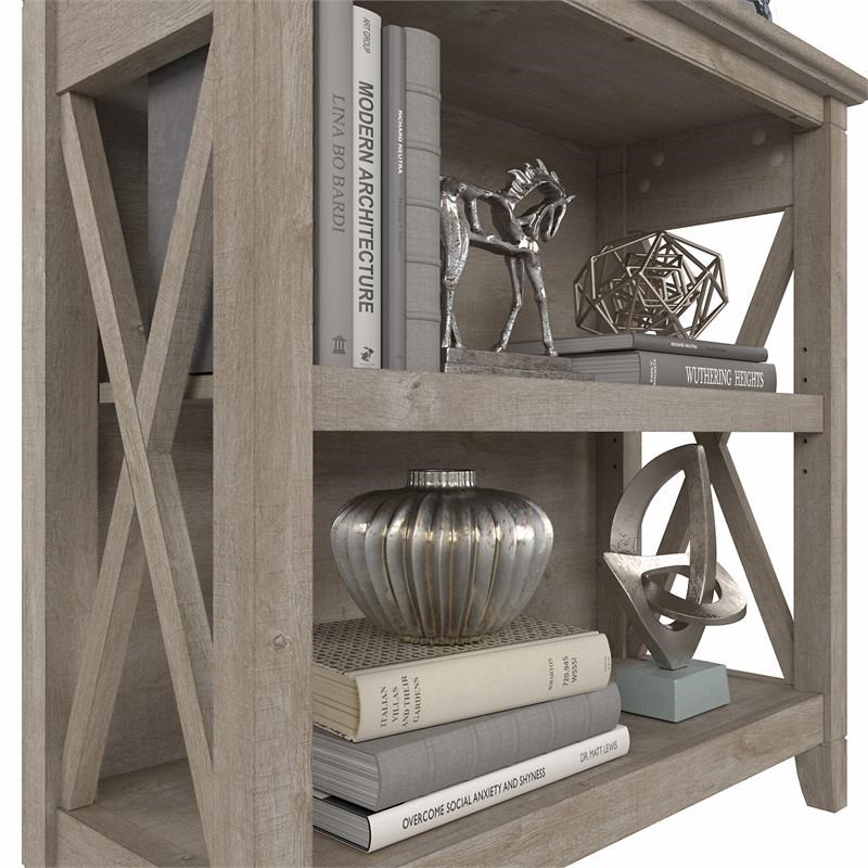 Key West Small 2 Shelf Bookcase Set of 2 in Washed Gray - Engineered Wood