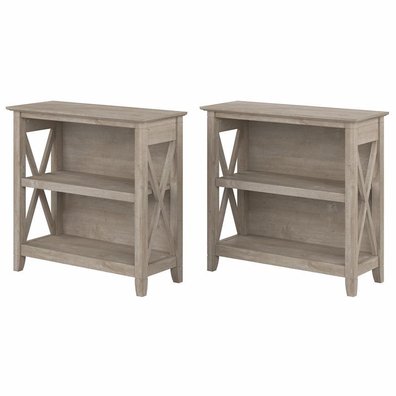 Key West Small 2 Shelf Bookcase Set of 2 in Washed Gray - Engineered Wood
