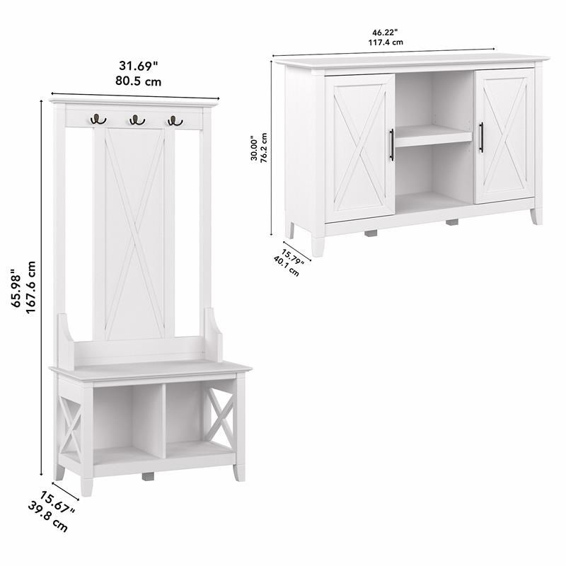 Key West Entryway Storage Set with 2 Door Cabinet in White Oak - Engineered Wood