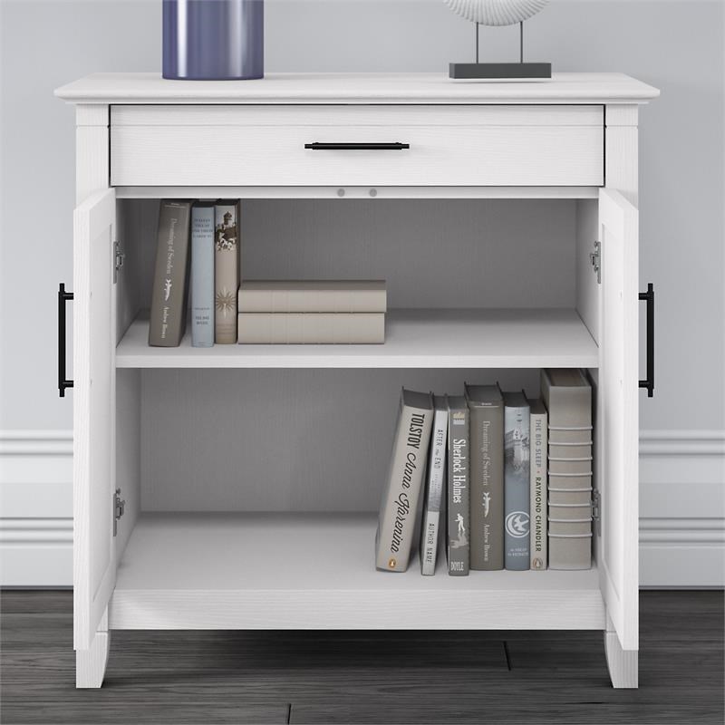 Key West Entryway Storage Set with Armoire Cabinet in White - Engineered Wood