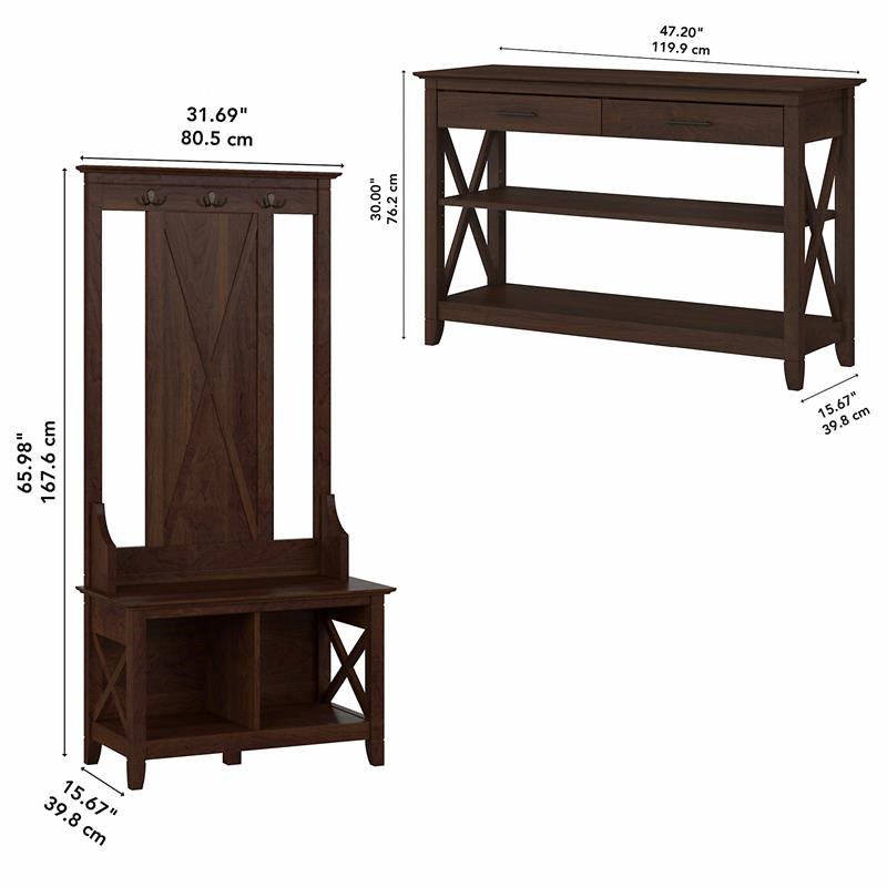 Key West Entryway Storage Set with Console Table in Cherry - Engineered Wood