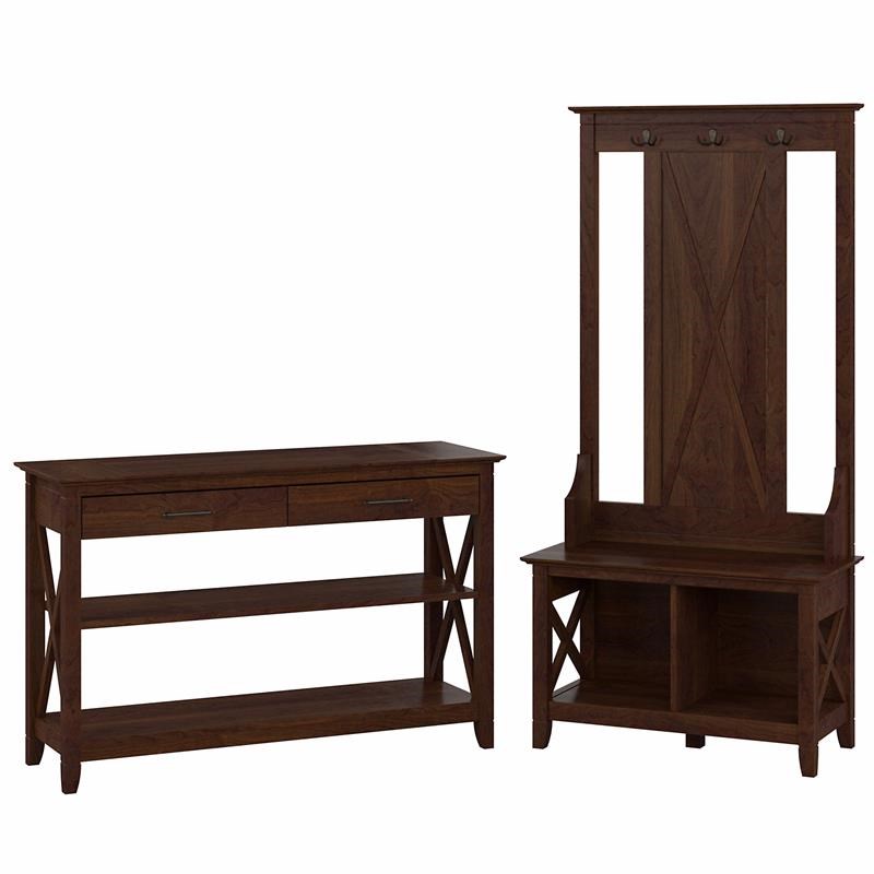 Key West Entryway Storage Set with Console Table in Cherry - Engineered Wood