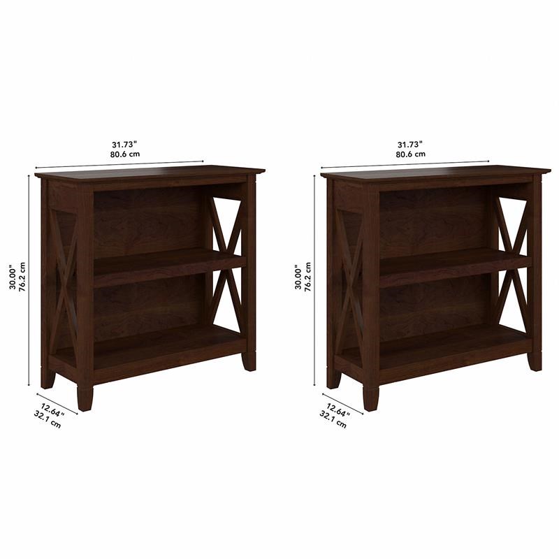 Key West Small 2 Shelf Bookcase - Set of 2 in Bing Cherry - Engineered Wood