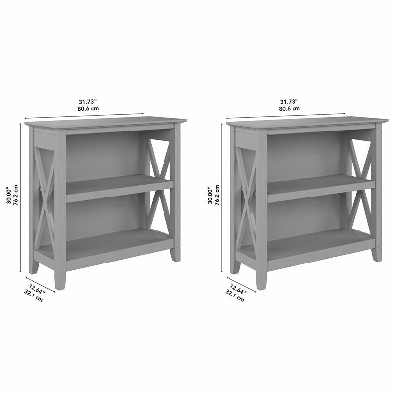 Key West Small 2 Shelf Bookcase Set, 32 Carson Horizontal Bookcase With Adjustable Shelves Black Threshold