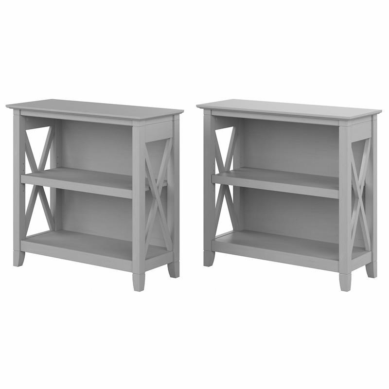 Key West Small 2 Shelf Bookcase - Set of 2 in Cape Cod Gray - Engineered Wood