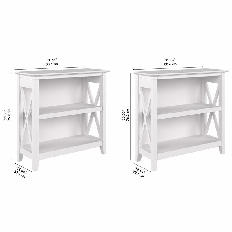 Key West Small 2 Shelf Bookcase - Set of 2 in Pure White Oak - Engineered Wood