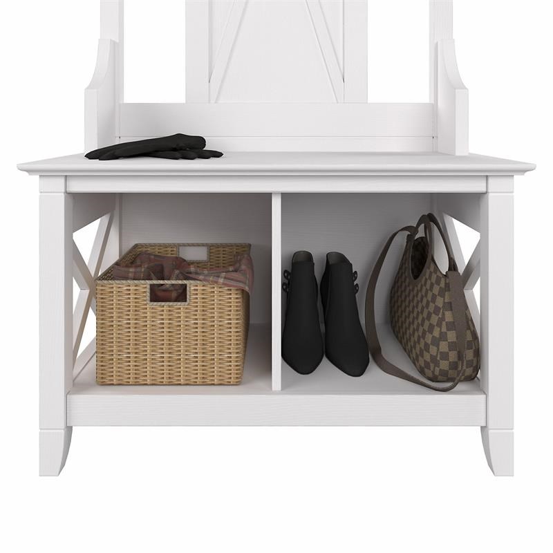 Key West Hall Tree with Shoe Storage Bench in Pure White Oak - Engineered Wood