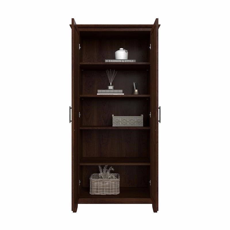 Key West Tall Storage Cabinet with Doors in Bing Cherry - Engineered Wood