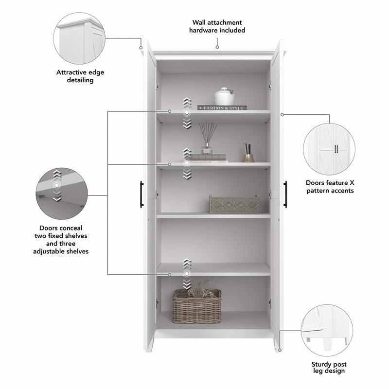 Key West Bathroom Storage Cabinet with Doors in Pure White Oak - Engineered Wood