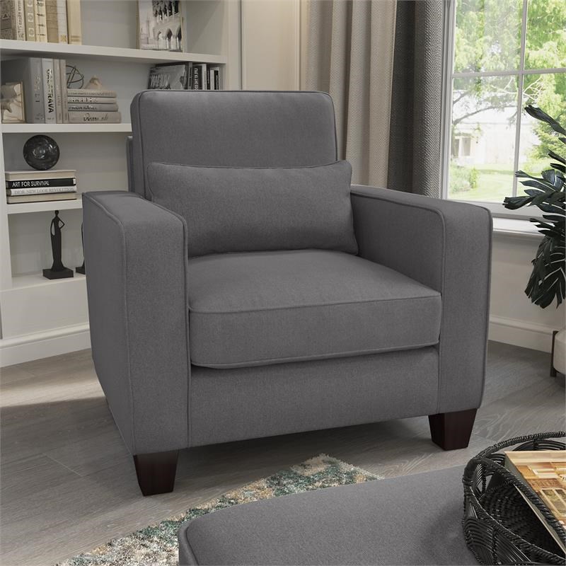 Stockton Accent Chair with Arms in French Gray Herringbone Fabric