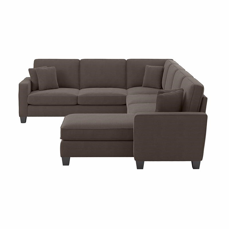 Stockton 128W U Shaped Sectional with Reversible Chaise in Brown Microsuede