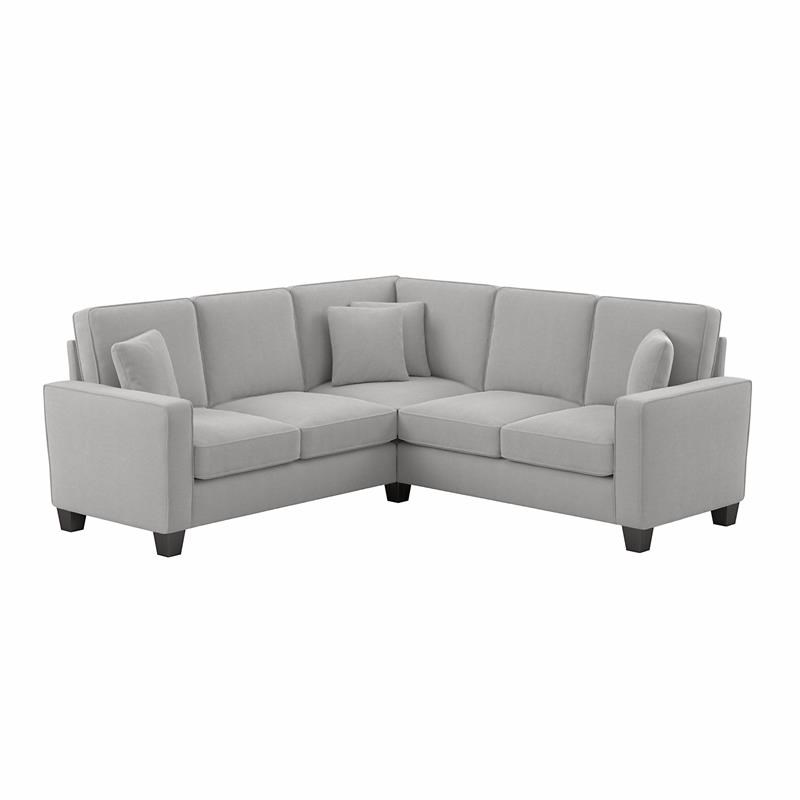 Stockton 87W L Shaped Sectional Couch in Light Gray Microsuede