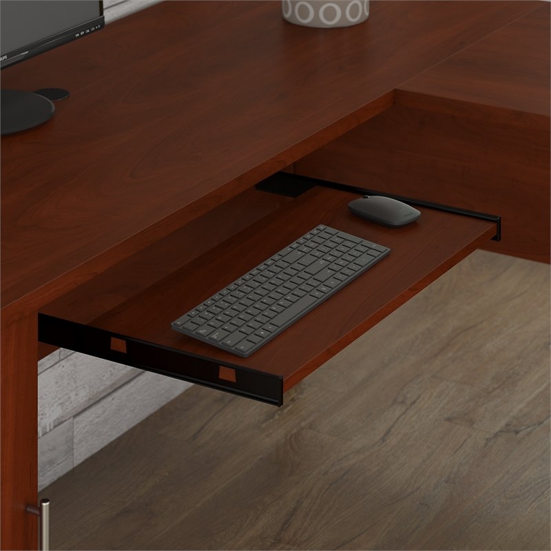 Bush Furniture Somerset 60W L Desk in Hansen Cherry - Engineered Wood