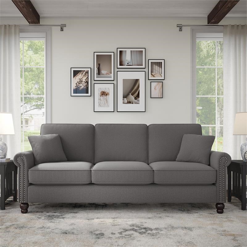 Coventry 85W Sofa in French Gray Herringbone Fabric