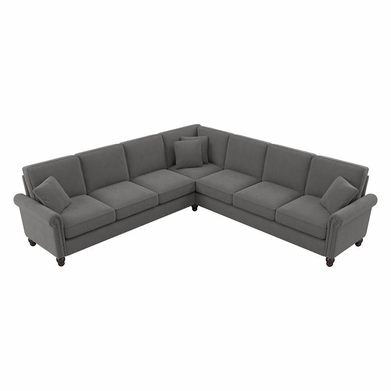 Coventry 111W L Shaped Sectional in French Gray Herringbone Fabric