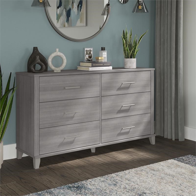 Somerset 6 Drawer Dresser in Platinum Gray - Engineered Wood