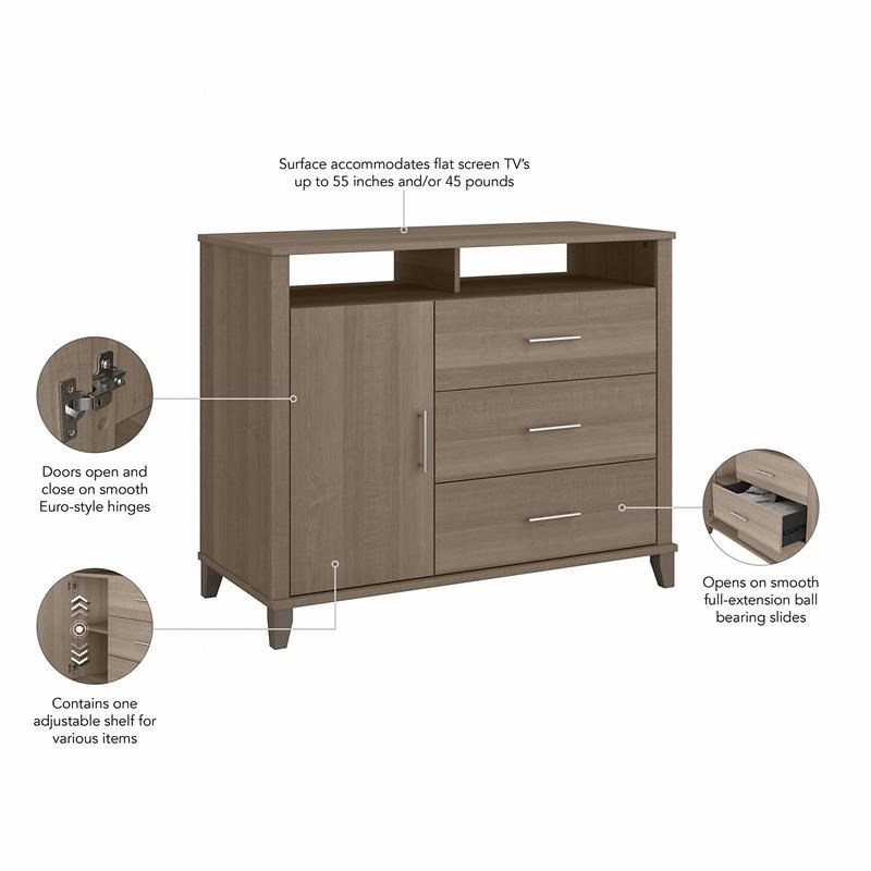 Somerset Tall Sideboard Buffet Cabinet in Ash Gray - Engineered Wood