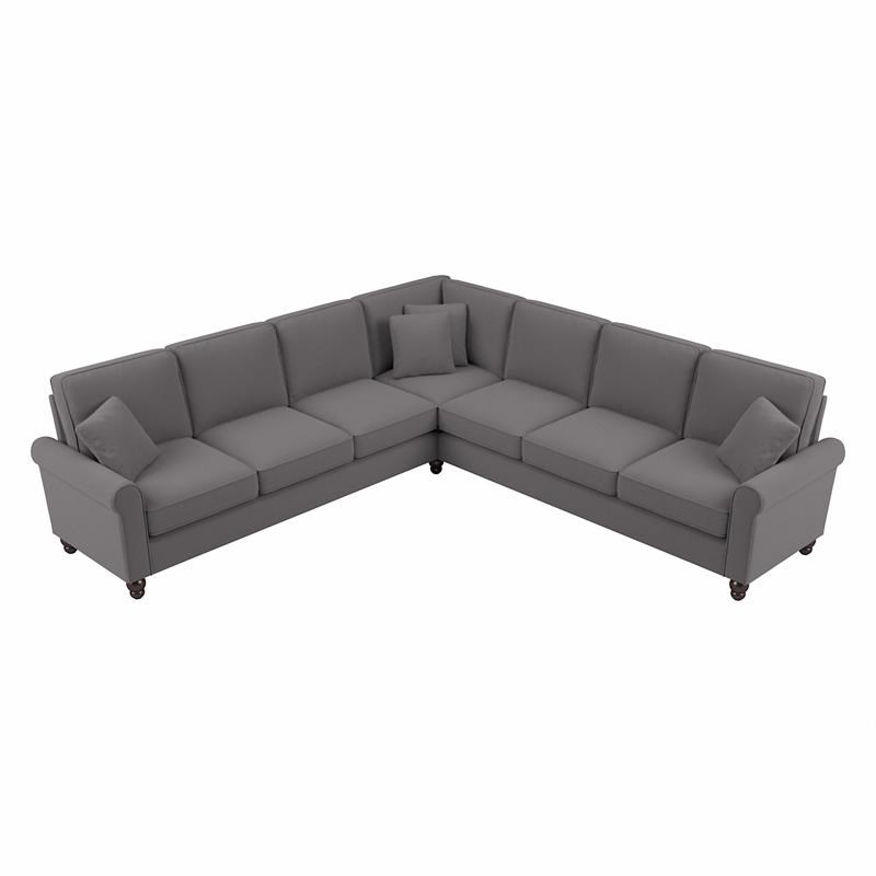 Hudson 111W L Shaped Sectional Couch in French Gray Herringbone Fabric