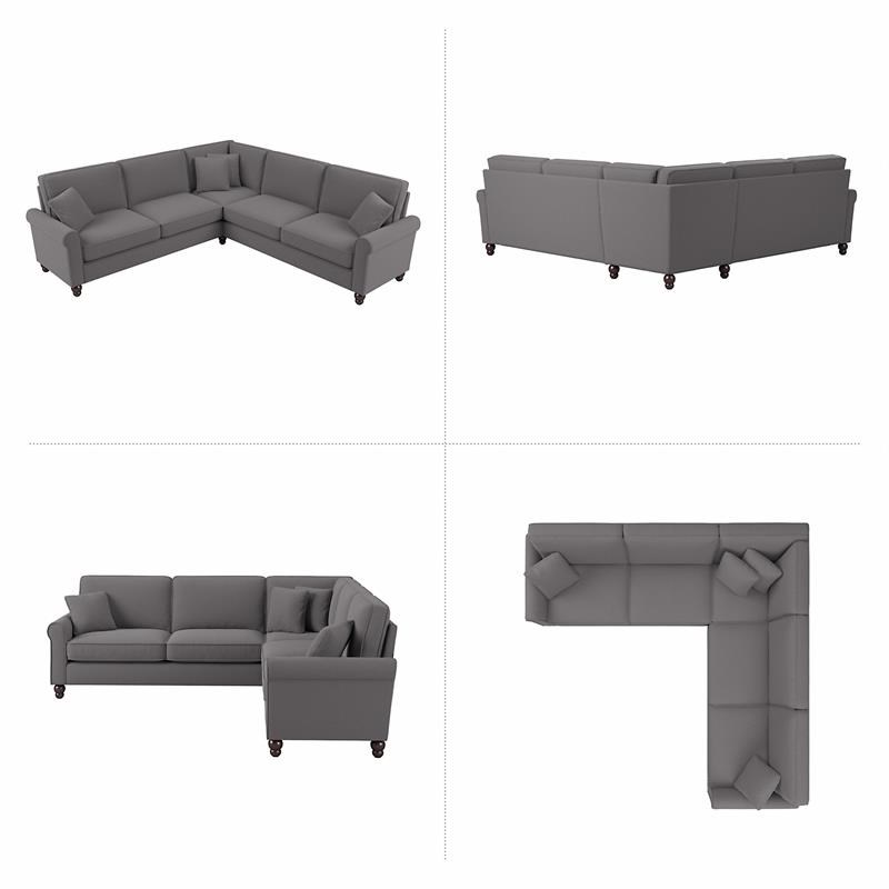 Hudson 99W L Shaped Sectional Couch in French Gray Herringbone Fabric