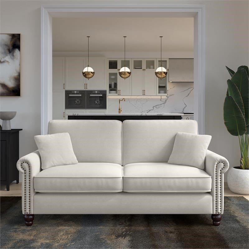 Coventry 73W Sofa in Light Beige Microsuede