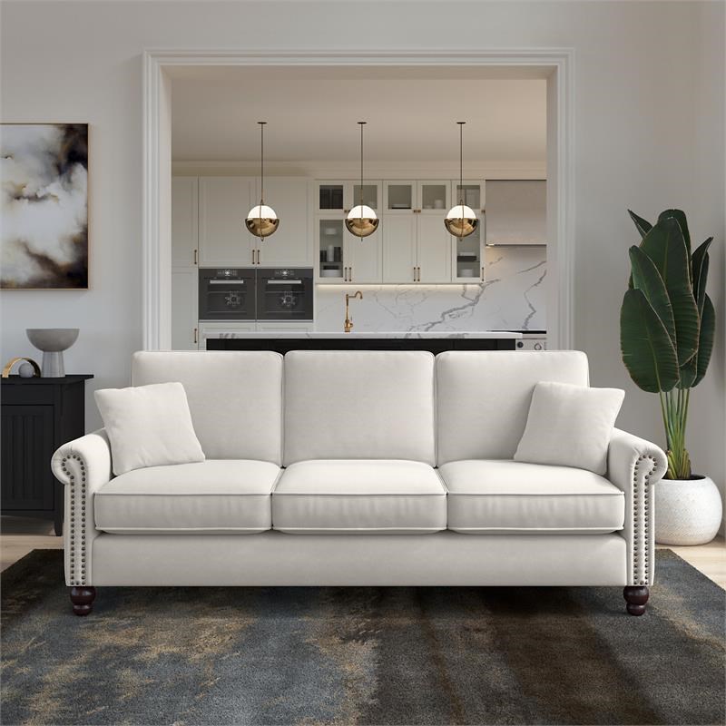 Coventry 85W Sofa in Light Beige Microsuede