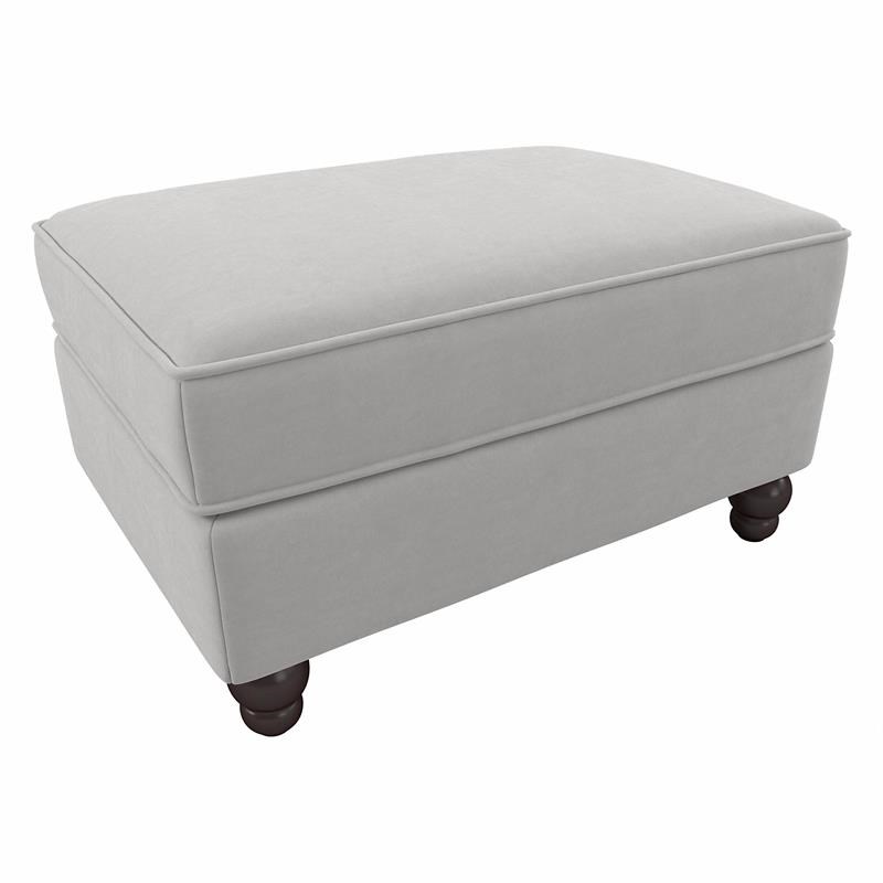 Coventry Storage Ottoman in Light Gray Microsuede