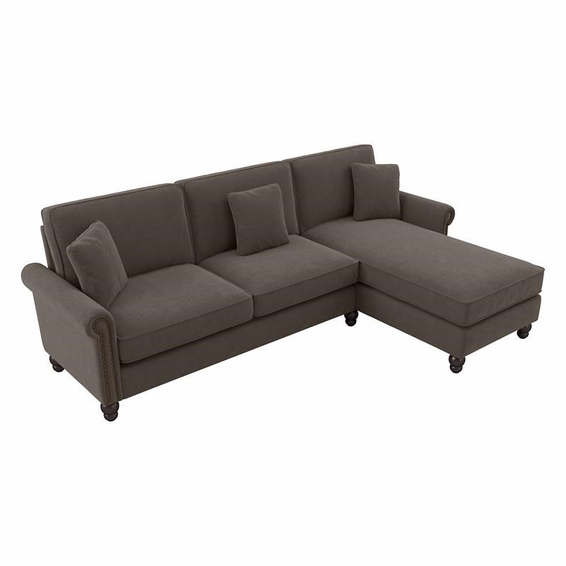 Coventry Sectional Couch with Reversible Chaise in Chocolate Brown Microsuede