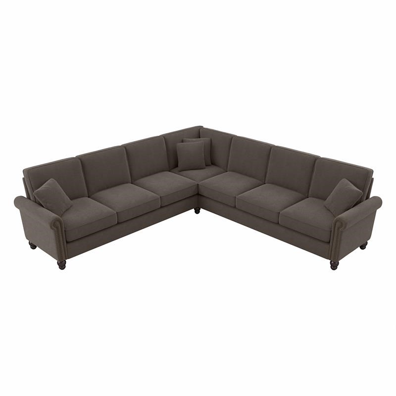 Coventry 111W L Shaped Sectional Couch in Chocolate Brown Microsuede