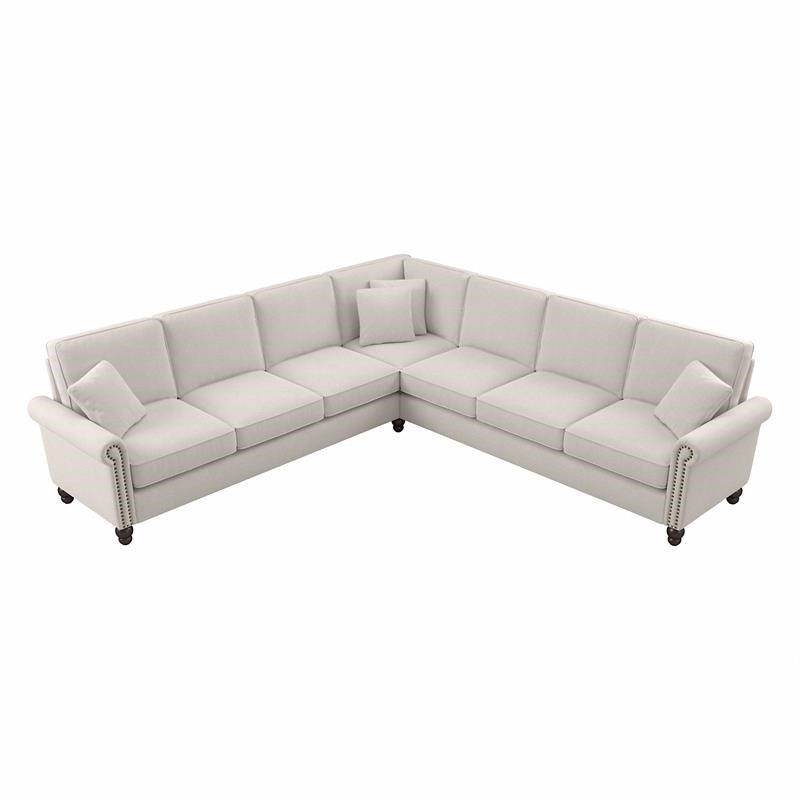 Coventry 111W L Shaped Sectional Couch in Light Beige Microsuede