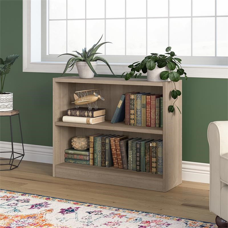 Universal Small 2 Shelf Bookcase in Ash Gray - Engineered Wood