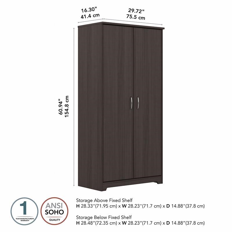 Cabot Tall Storage Cabinet with Doors in Heather Gray - Engineered Wood