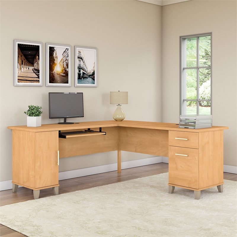 Bush Furniture Somerset 72W L Shaped Desk in Maple Cross