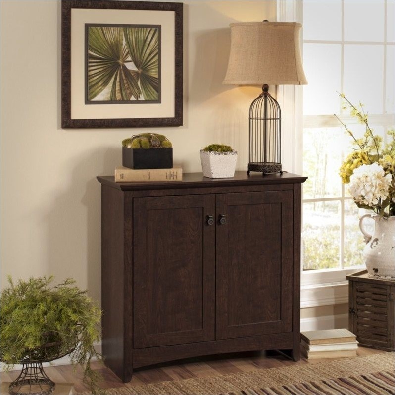 Bush Furniture Buena Vista Small Storage with Doors in Cherry Homesquare