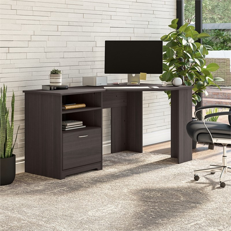 Cabot Corner Desk with File Storage in Heather Gray - Engineered Wood