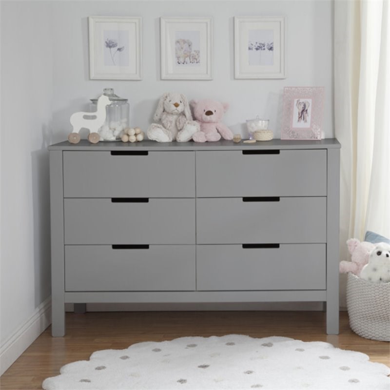 carter's by davinci colby 6drawer double dresser in gray