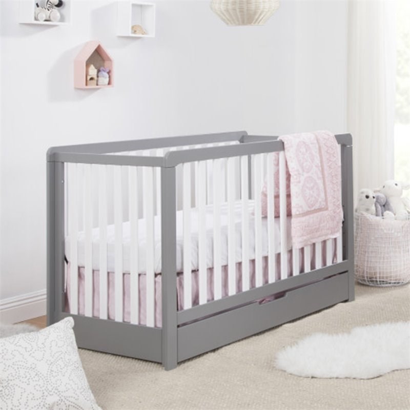 carter's by davinci colby 4in1 convertible crib with drawer in gray and white f11951gw