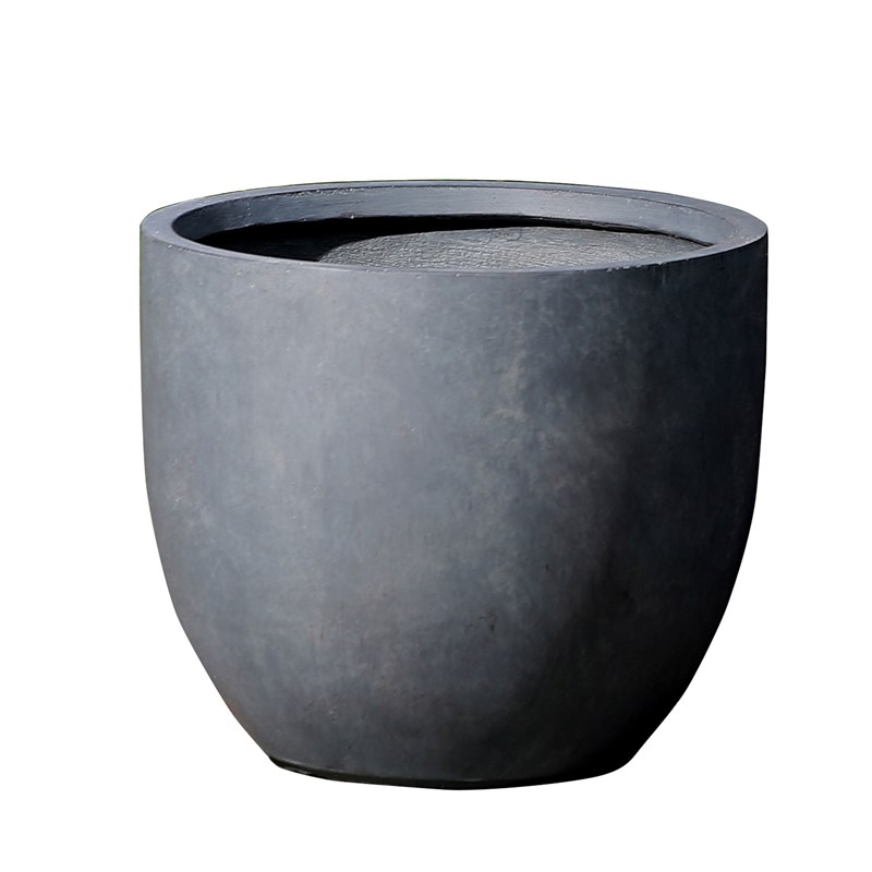 LuxenHome Gray MgO Round 17.2in. H Outdoor Planter