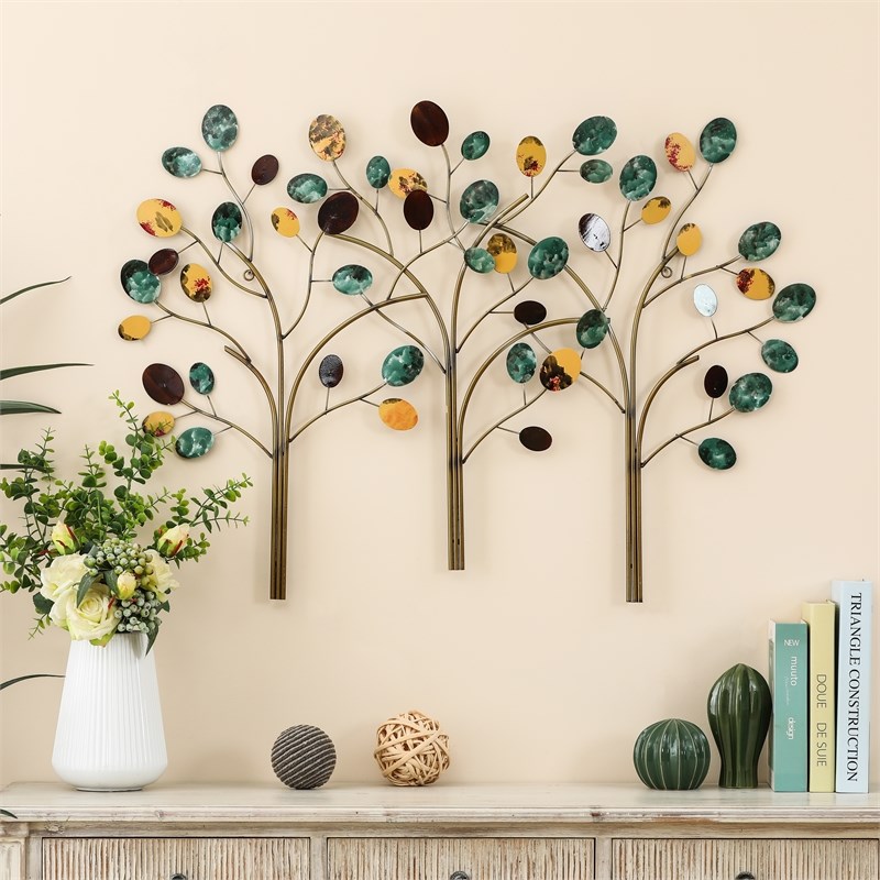 LuxenHome Metal Trees Wall Decor
