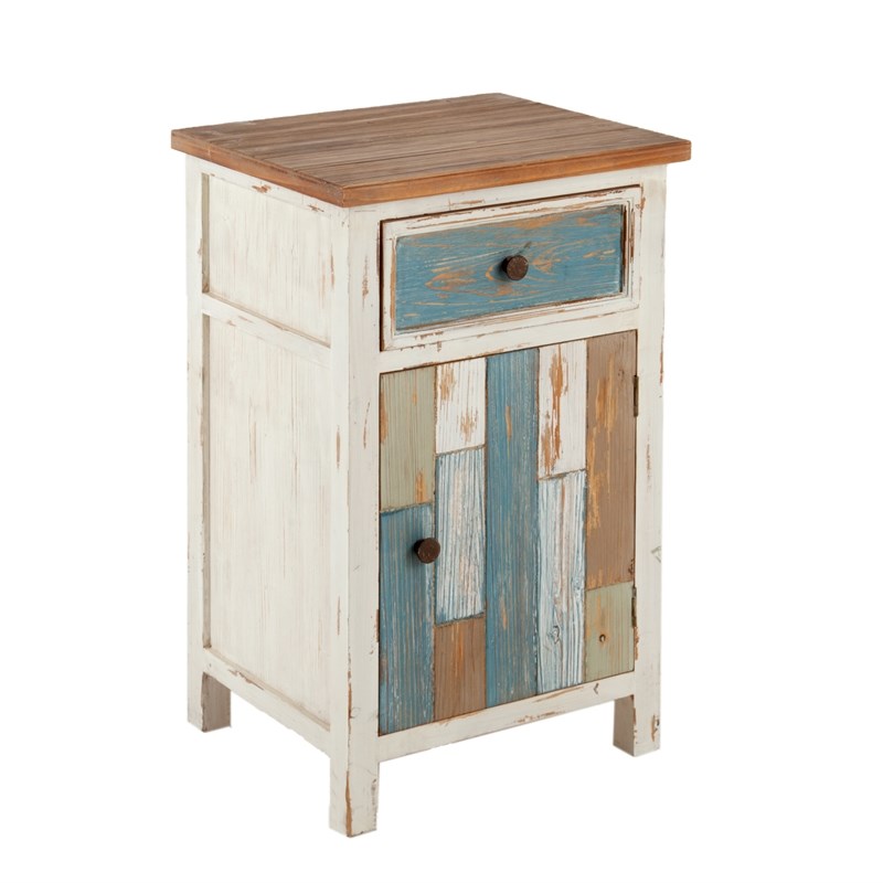 LuxenHome Rustic Multi-Color Wood Accent Table