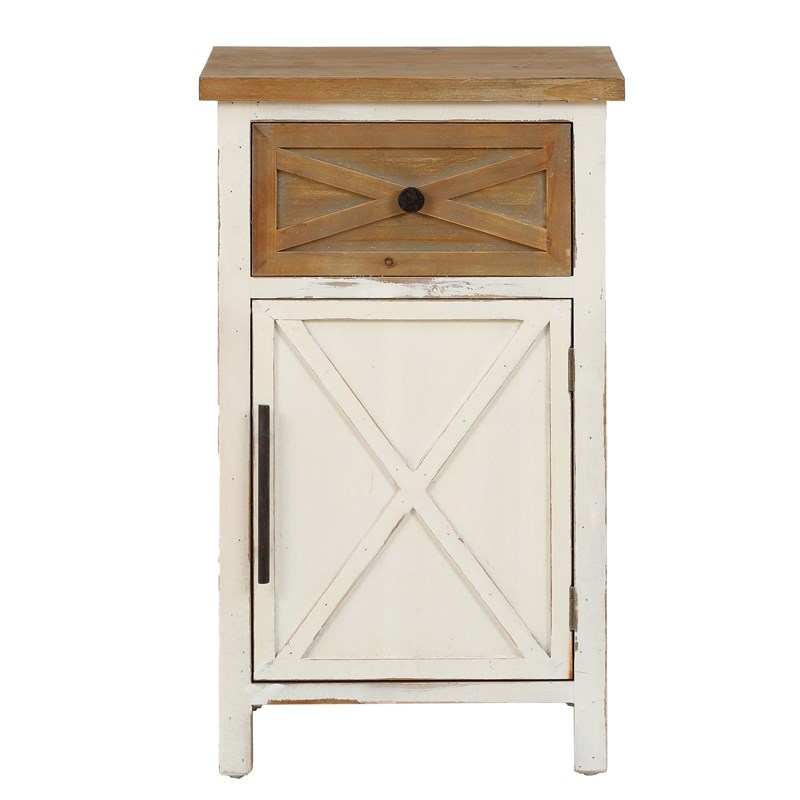 LuxenHome Distressed White Wood Accent End Table