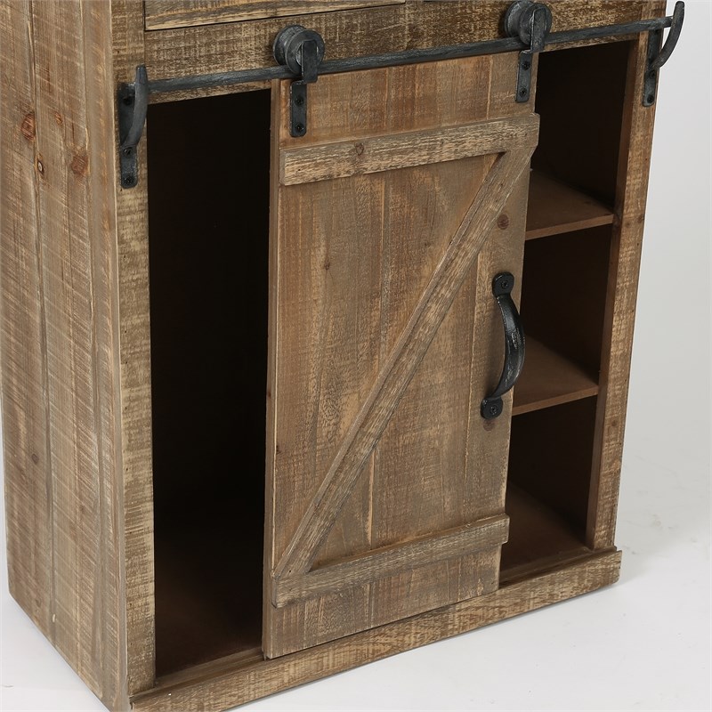luxen home rustic  brown wood sliding barn door  cabinet  wh172