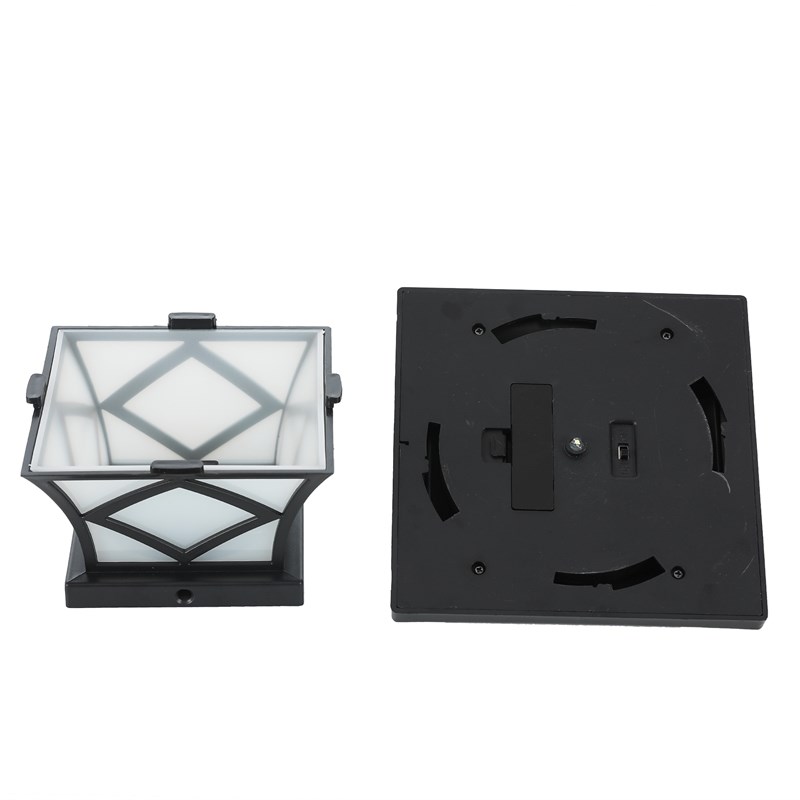 LuxenHome Set of 2 Black Plastic Solar Post Lights