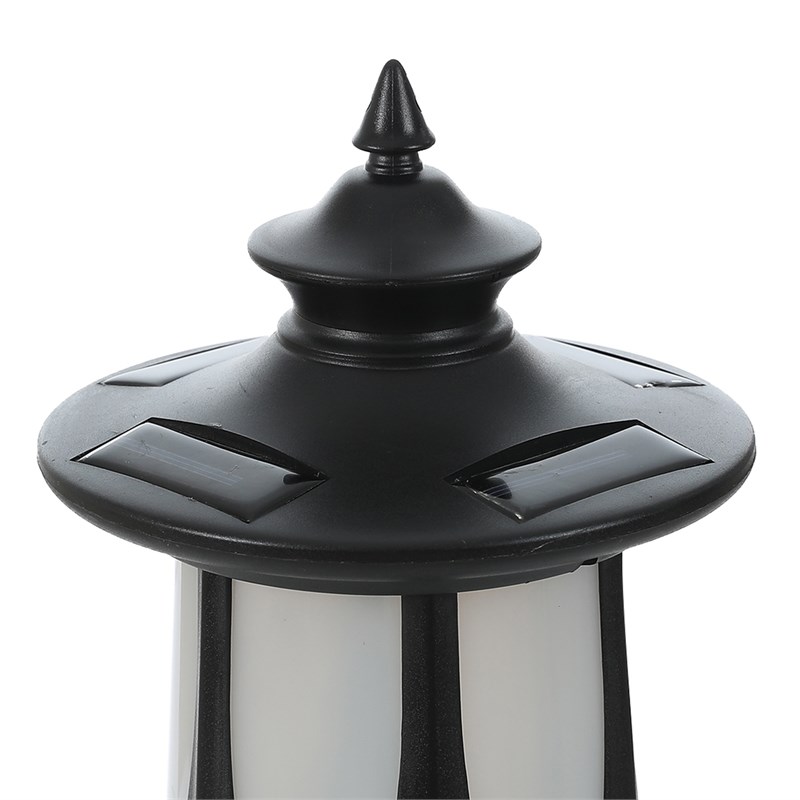 LuxenHome Solar Powered Light Black and White Plastic Lantern