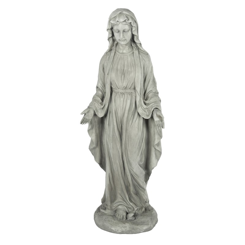 LuxenHome Gray MgO Virgin Mary Garden Statue