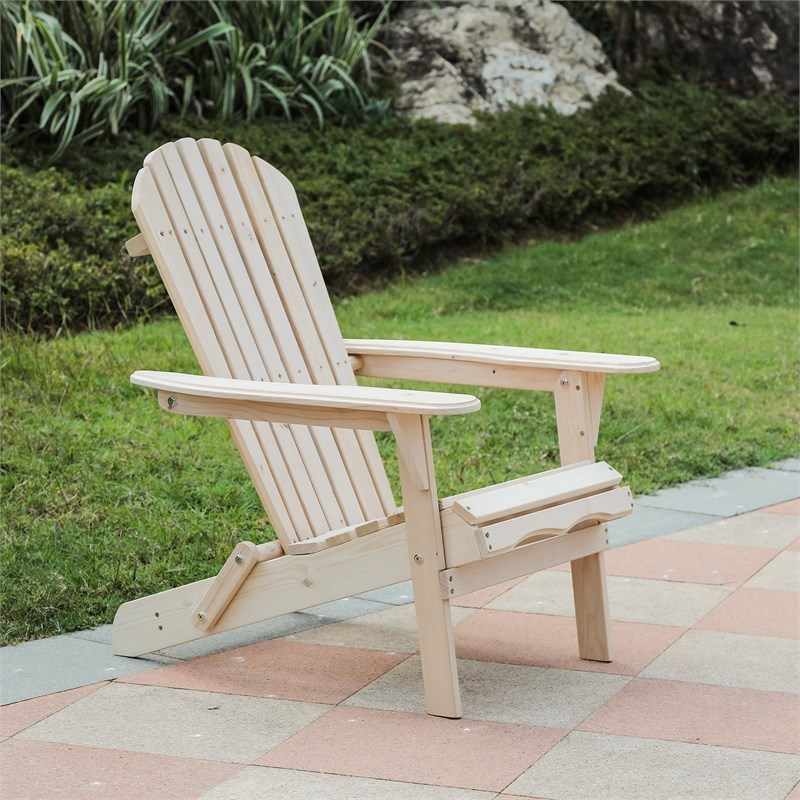 LuxenHome Unfinished Wood Adirondack Chair
