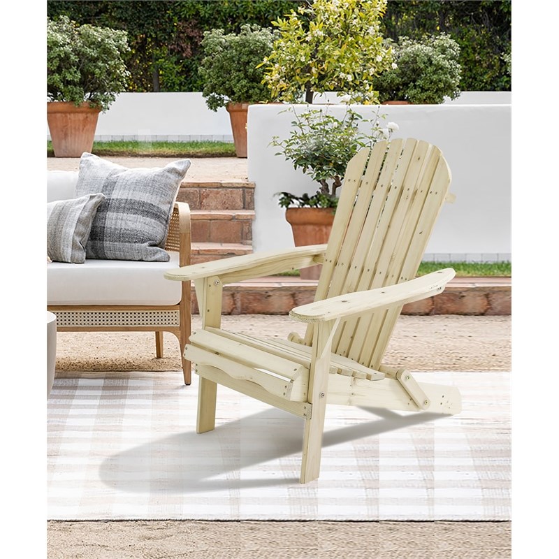 LuxenHome Unfinished Wood Adirondack Chair