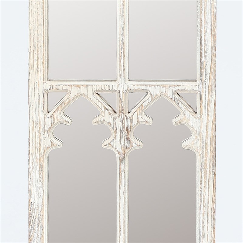 luxen home whitewashed cathedral framed wood wall mirror wha525